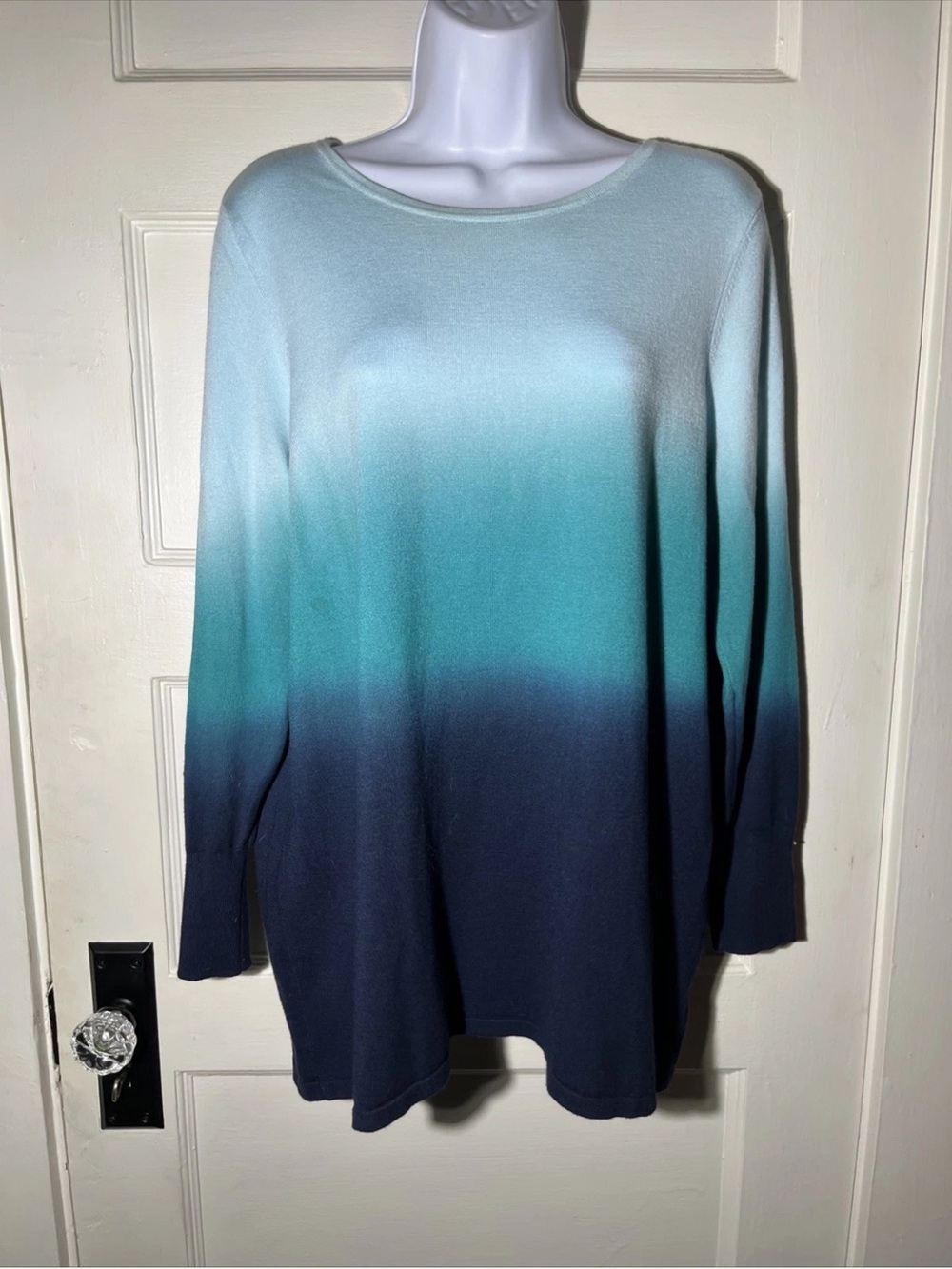 Women’s Shirt Size Medium Chico’s 1 Blue Ombré Long Sleeve